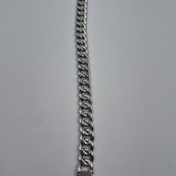 Silver Chain Bracelet with Rhinestones - Picture 3 of 6